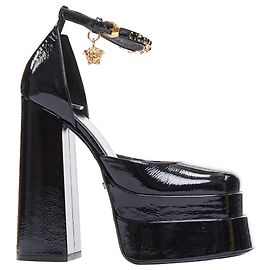 Versace Aevitas Patent Crystal Medusa Platform Black