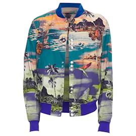 Jean Paul Gaultier-Jean Paul Gaultier Tropical Print Cotton Blend Bomber Jacket-Blue