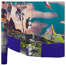 Jean Paul Gaultier-Jean Paul Gaultier Tropical Print Cotton Blend Bomber Jacket-Blue