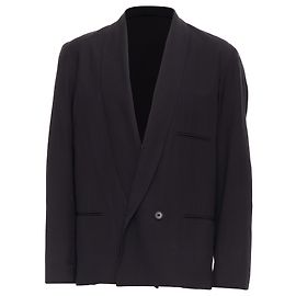 Blazer corto con cuello de chal de lana virgen y algodón de Christophe Lemaire Negro