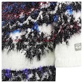 Chanel-Chanel fluffy lurex intarsia crystal cc cropped sweater-White,Cream