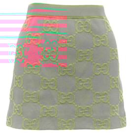 Gucci-Gucci jumbo gg monogram cotton wool silk jacquard knit skirt-Pink