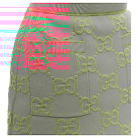 Gucci-Gucci jumbo gg monogram cotton wool silk jacquard knit skirt-Pink