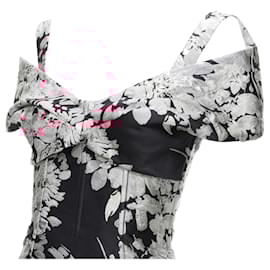 Dolce & Gabbana-Dolce Gabbana floral jacquard off shoulder corsetted dress-Black