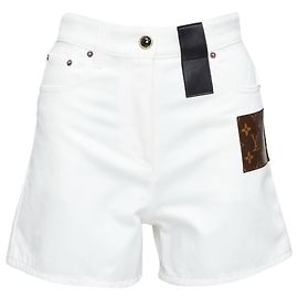 Louis Vuitton accent denim mini shorts White