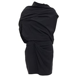 Donna Karan drape cowl wrap front ruched dress Black