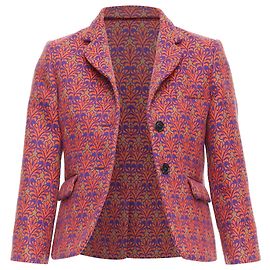 Miu Miu virgin wool blend floral brocade crop blazer Red