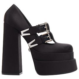 Versace aevitas satin bondage buckle double platform Black