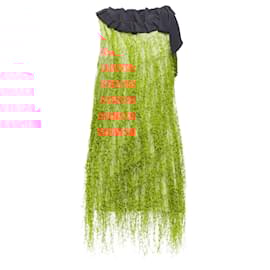 Fendi-Robe à nœud en soie jacquard avec franges Fendi-Orange