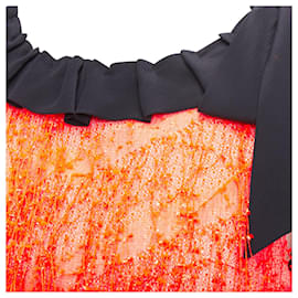 Fendi-Robe à nœud en soie jacquard avec franges Fendi-Orange