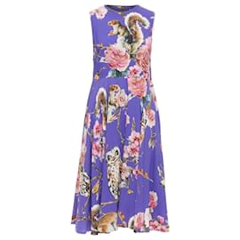 Dolce & Gabbana-Dolce Gabbana squirrel garden floral print cocktail dress-Purple