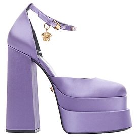 Versace Aevitas Satin Crystal Medusa Platform Purple