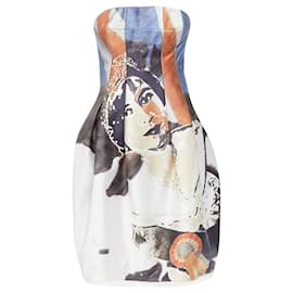 Alexander Mcqueen-Alexander Mcqueen God Save The Queen Elizabeth Strapless Dress-White,Cream