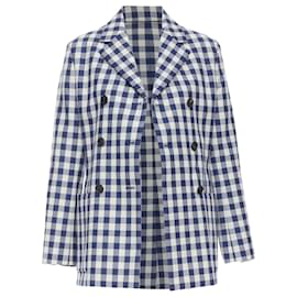Dior-Christian Dior virgin wool checkered bar jacket-Blue