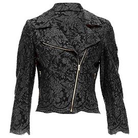 Giacca da biker cropped in misto cotone con zip laterale in pizzo Msgm Nero