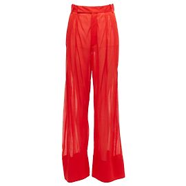 Céline Old Celine Phoebe Philo sheer solid seam wide leg pants Red
