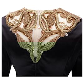 Alexander Mcqueen-Alexander Mcqueen Angels Demons Gold Bead Structural Dress-Black
