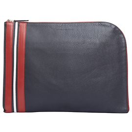 Alexander Mcqueen Stripes Leather Portfolio Clutch Bag Black