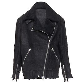 Acne Studios Velocite Shearling Zip Oversized Biker Black