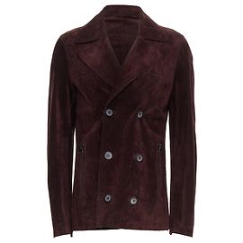 Lanvin Vegetable Calfskin Suede Double Breasted Jacket Brown