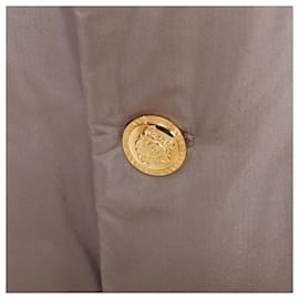 Versace-Versace Silk Padded Gold Medusa Buttons Long Belted Coat-Brown,Beige