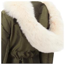 Dior-Dior military fur hood belted coat-Green