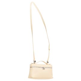 Borsa a tracolla in pelle grana Loro Piana Marrone Beige