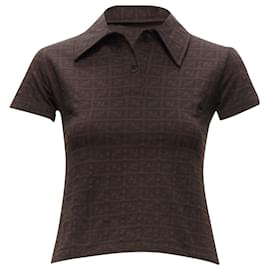 Fendi-Fendi mare ff zucca monogram jacquard polo top-Brown