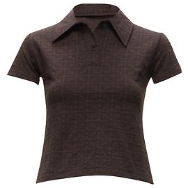 Polo top en jacquard monogramme FF Zucca de Fendi Mare Marron