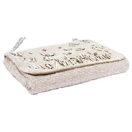 Autre Marque-Theyskens Theory Embellished Lurex Appique Fold Clutch-Grey