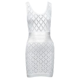 Balmain Metallic Coated Argyle Strick-Minikleid Silber Metallisch
