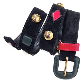 Yves Saint Laurent Cinto preto YSL com formas geométricas Preto Multicor