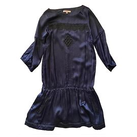 Robe Sandro en soie bleu marine Bleu Marine