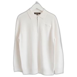 Weißer Waffelstruktur-Pullover von Loro Piana Weiß
