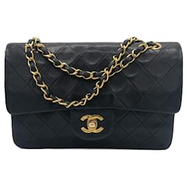 Chanel-Chanel Timeless handbag 23cm with double flap in black quilted lambskin-Black