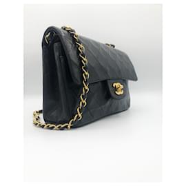 Chanel-Chanel Timeless handbag 23cm with double flap in black quilted lambskin-Black