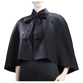 Prabal Gurung-wool cape-Black