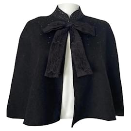 Prabal Gurung-wool cape-Black