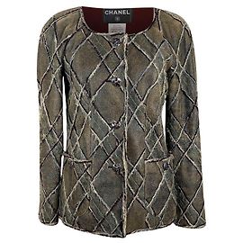 Chanel Giacca in pelle e tweed con bottoni Gripoix rari a 12K$ Multicolore