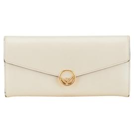 Fendi-Fendi Leather Long Wallet Beige-Beige