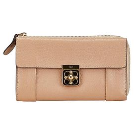Chloé Chloe Elsie Leather Long Wallet Beige