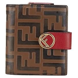 Fendi-Fendi Zucca FF Bifold Wallet Brown Red-Brown