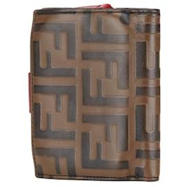 Fendi-Fendi Zucca FF Bifold Wallet Brown Red-Brown