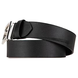 Fendi-Fendi Leather Logo Buckle Belt Black-Black