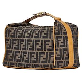 Fendi-Fendi Zucca Vanity Bag Canvas Leather-Brown