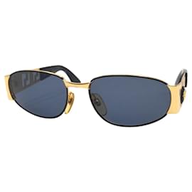 Versace-Versace Vintage Medusa Gold Black Metal Sunglasses-Other