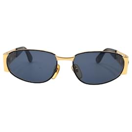Versace-Versace Vintage Medusa Gold Black Metal Sunglasses-Other