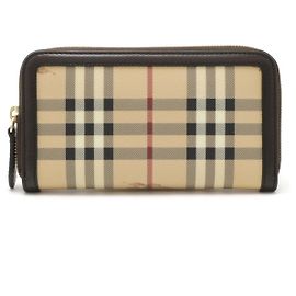 Burberry Shadow Horse Check PVC Leather Wallet Beige