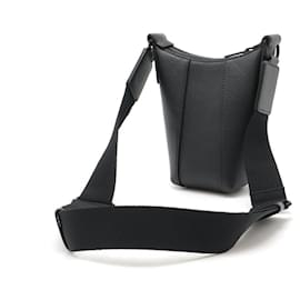 Balenciaga-Balenciaga Hourglass Leather Shoulder Bag Black-Black