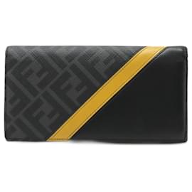 Fendi-Fendi Diagonal Zucca Bifold Wallet PVC Leather-Black